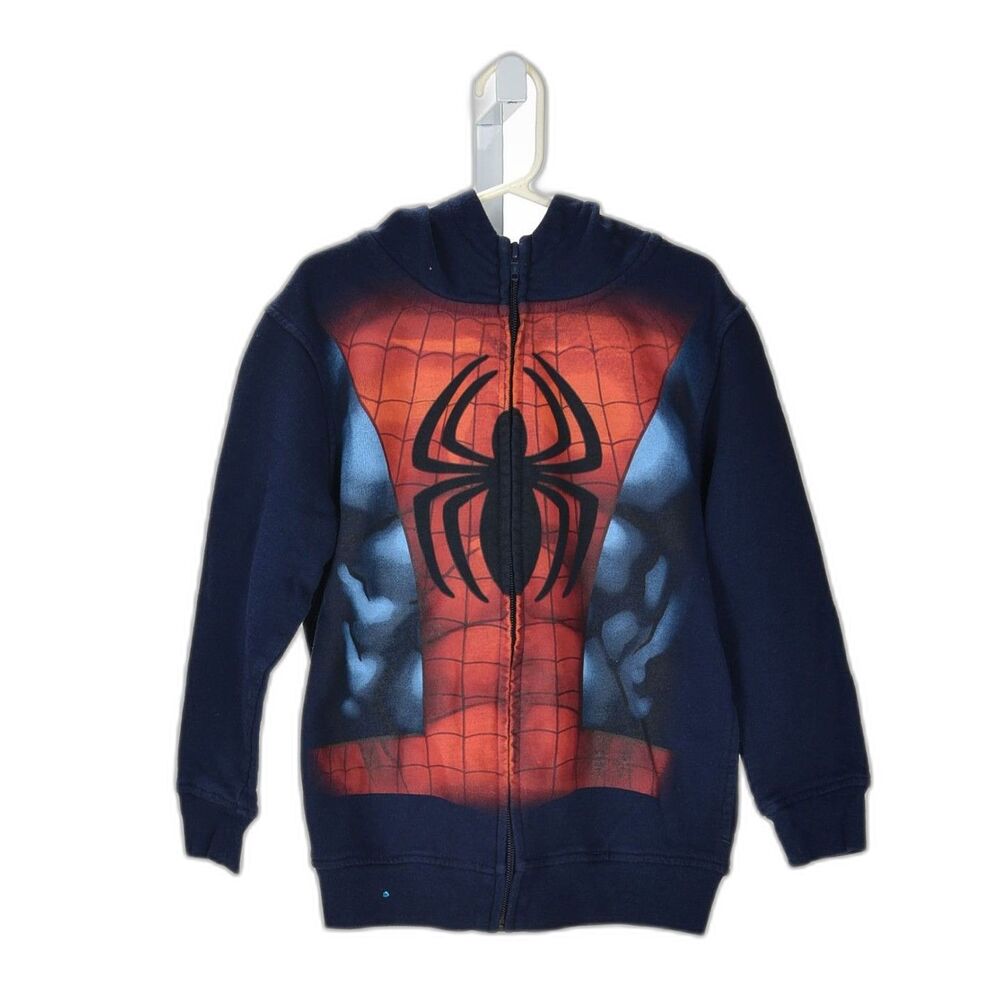 Marvel Ultimate Spiderman Kids Zip Up Hoodie w/Mesh Eye Mask Size 7